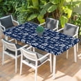 thumbnail image 2 of Christmas Navy Blue Table Cloths for 3 Foot Rectangle Tables, Peace Love Xmas Holiday Patio Waterproof Elastic Fitted Tablecloths, Washable Rectangular Table Cover for Camping, 2 of 8