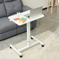 thumbnail image 2 of Mobile Laptop Desk Pneumatic Sit to Stand Table Height Adjustable Rolling Cart with Lockable Wheels for Home Office Computer Workstation 28" x 19" White Round Edge Design Elegant, 2 of 9