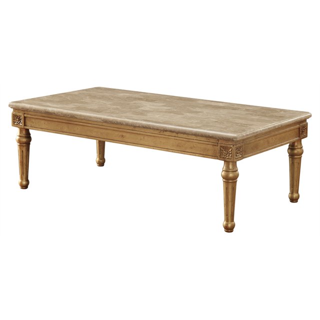 ACME Daesha Table Basse Rectangulaire avec Dessus en Marbre Or Antique