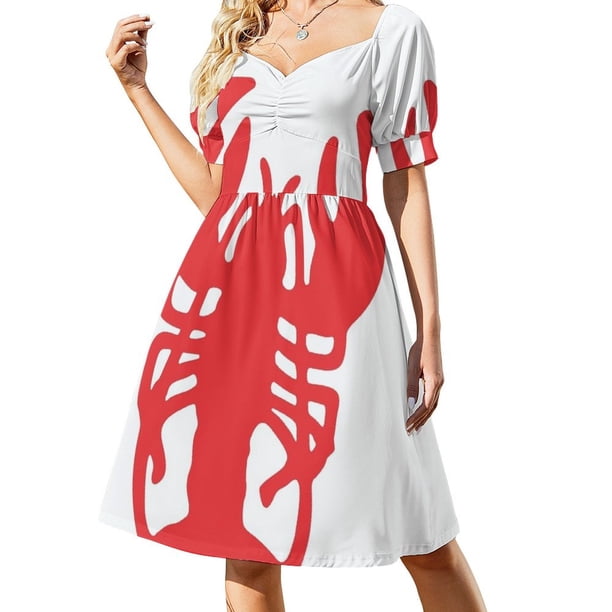 Vestido de manga corta Red Lobster Ropa de mujer Vestidos largos Vestido