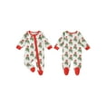thumbnail image 2 of Spewahor Infant Baby Boys Girls Christmas Romper 0 3 6 12 18 Months Wreath Bow Print Long Sleeve Zip Up Round Neck Footed Jumpsuit, 2 of 9