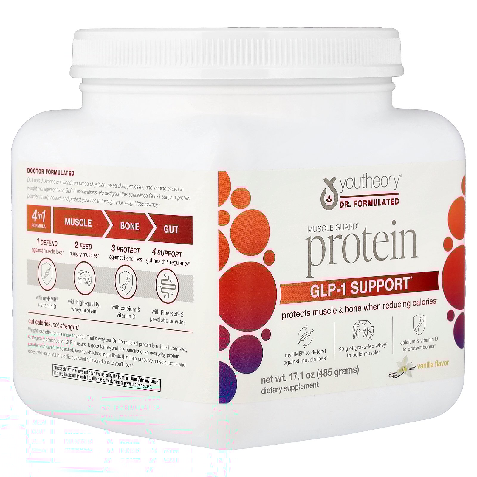 thumbnail image 5 of Youtheory GLP-1 Support Muscle Guard Vanilla Protein 17.1 oz., 5 of 6