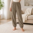 thumbnail image 2 of YABCSAZ Sherpa Pajama Pants for Women Soft Elastic Wasit Fluffy Pj Pants Soft Warm Comfy Winter Indoor Lounge Joggers Fleece Lined Sleepwear Bottoms, 2 of 10