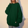 thumbnail image 2 of HNMKIU Women's Pocket Detail Oversized Long Length Round Neck Pullover Sweatshirt Top Green，M, 2 of 8