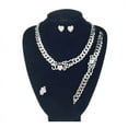 thumbnail image 3 of Jewelry Set For Women - Women's Hugs & Kisses XOXO I Love You Charm Miami Cuban Iced Cut 4 Pieces Necklace Set Includes Necklace Bracelet Earrings Ring 18k Gold Plated Layered, 3 of 3