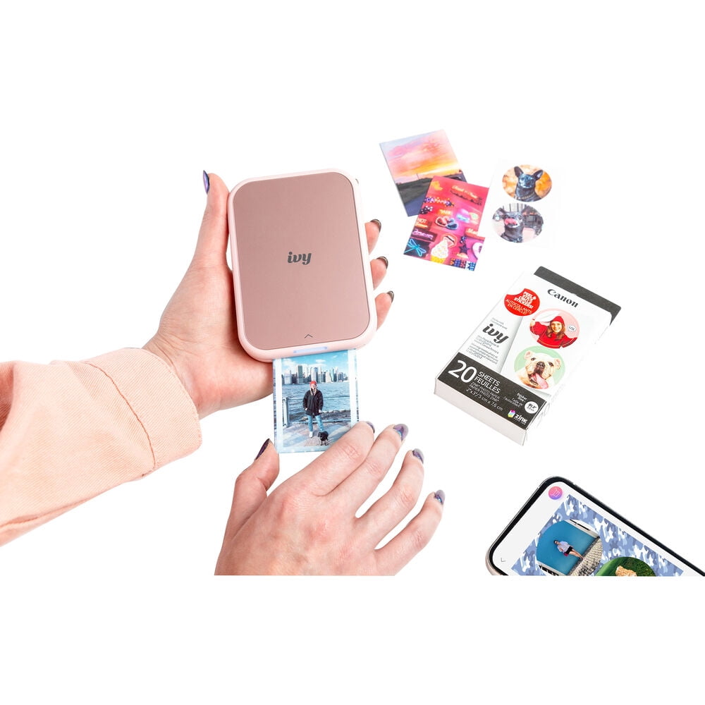 Canon IVY 2 Mini Photo Printer Pink, Bluetooth Portable, ZINK Paper 50 Sheets (International Model)