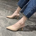 thumbnail image 5 of Ynynloco Women's Kitten Heel Slingback Low Pumps 3 Inches Stiletto Pointed Closed Toe Elegant Dressy Office Bridal Wedding Party Shoes, 5 of 9