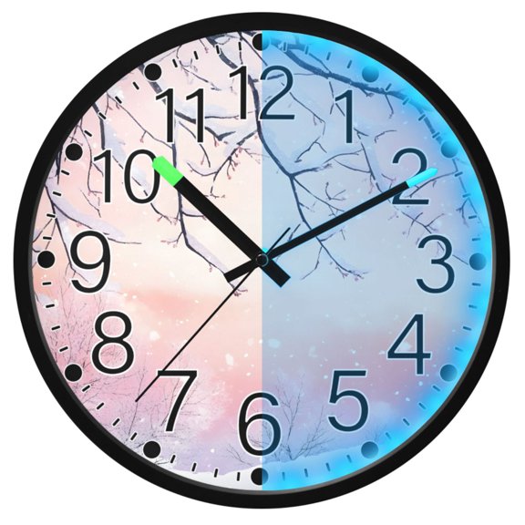 Ryvnso Snowy Branches Winter 12 Inch Night Light Wall Clock Silent Battery Operated Luminous Clocks