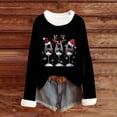 thumbnail image 4 of GaThRRgYP Hoodies for Women,Ladies' Winter Non Positioning Christmas Printed Long Sleeved Coarse Woven Stripe Round Neck Pullover Top Black XXL, 4 of 4
