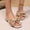 Beige, variant on Avrnliq Womens Low Block Heel Slide Sandals, Pink Square Toe Slip-On with Bow Embellishment, Glitter Accent & Cushioned Comfort Footbed