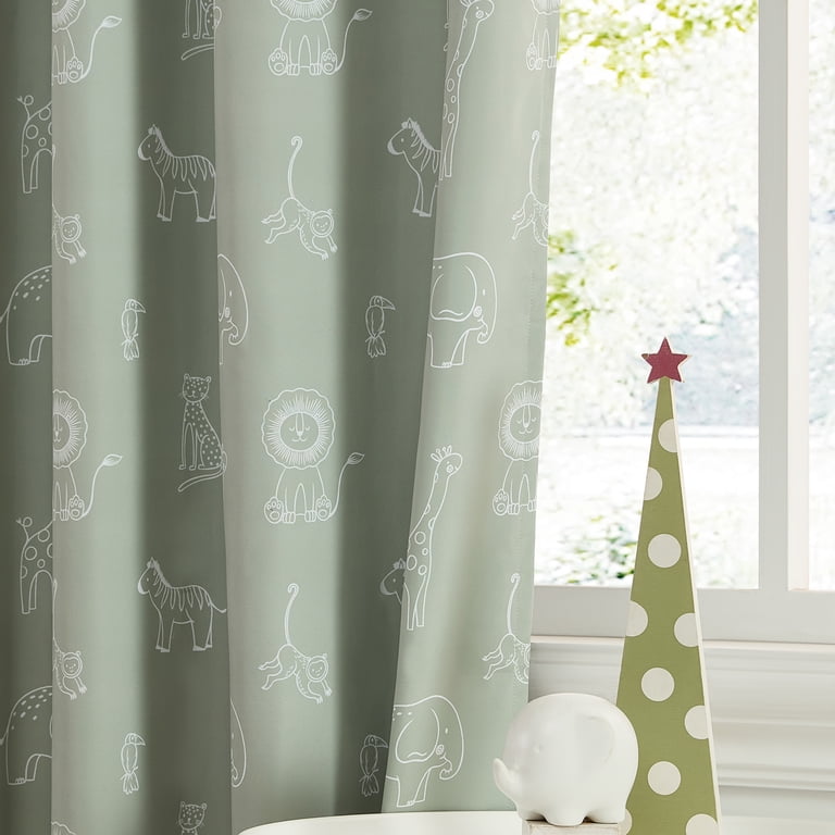 Ecologee Sage Safari Kids Blackout Curtain Panel, 84" photo 4