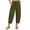 Army Green, variant on Women's Harem Capri Pants Casual Loose Fit Wide Leg Cropped Trousers Lightweight Drawstring Elastic Waist Lounge Capris with Pockets