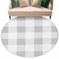 thumbnail image 2 of Grey White Buffalo Check 7ft Round Rug, Farmhouse Plaid Modern Geometric Non-Skid Rubber Backing Large Area Rugs - Living Room Bedroom Home Office, Indoor Floor Mat Carpets Washable Rug, 2 of 9