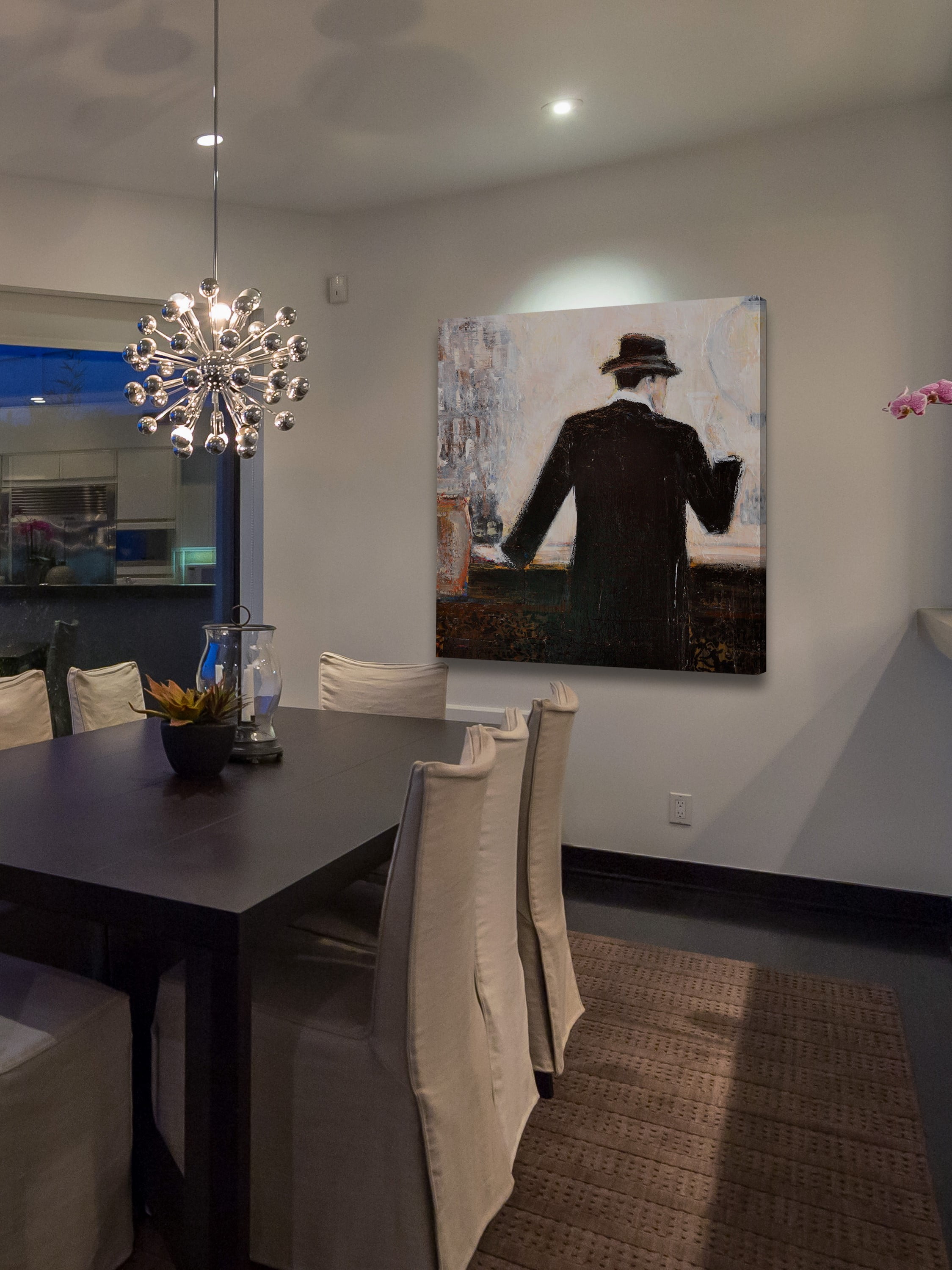 "Bar Scene Man" Painting Print on Wrapped Canvas