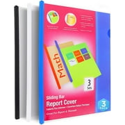 Report Covers with Sliding Bar fits 8.5" x 11" 30 Pages Heavy Duty Clear Front Cover Perfect for Schools, Colleges, Offices by Emraw (3 Pack)