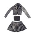 thumbnail image 3 of Conjunto de chaqueta corta, falda plisada y top de tubo a escala 1/6, accesorios suaves y portátiles. Gris negro, 3 of 9