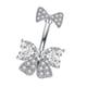thumbnail image 5 of Piercing para el ombligo para mujer, de acero inoxidable, con barra larga colgante. Blanco, 5 of 9
