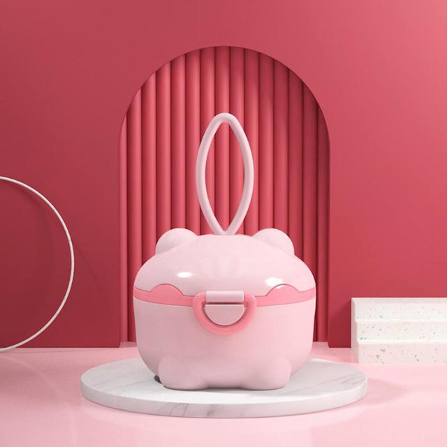 Dispensador de fórmula para bebés, caja de almacenamiento portátil con forma de cerdo, contenedor de almacenamiento de aperitivos para actividades de rosa S Macarena Dispensador de fórmula
