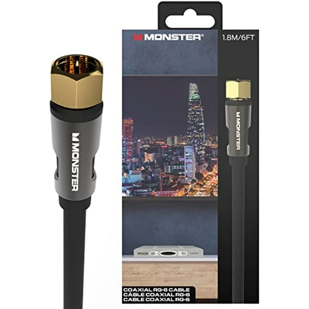 Monster Essentials Coaxial Video Cable RG6 Coax Cable Featuring Gold