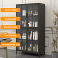 thumbnail image 5 of Premium Black Metal Storage Cabinet with Tempered Glass Doors, Adjustable Shelves, Anti-Tipping Device, Magnetic Silent Closure, and Adjustable Feet for Home and Office Use, 5 of 14