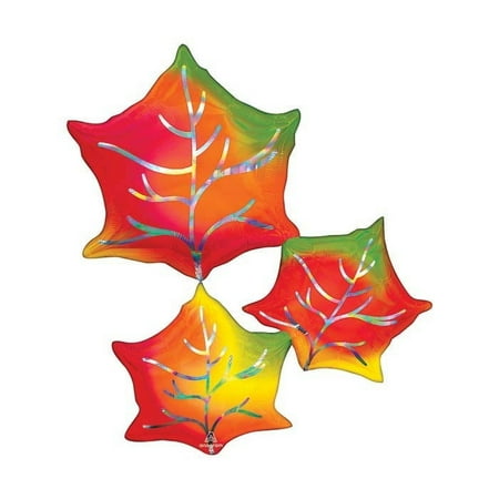 30 inch Iridescent Leaves Anagram Foil Mylar Balloon - Party Supplies Decorations