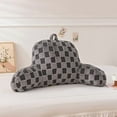thumbnail image 4 of Reading Pillow Checkered Bed Rest Wedge Backrest Checkerboard Pillow with Arms Back Support for Sitting Up in Bed Cushion Incline Rest Sleeping Snoring Pillow (Dark Grey,Large), 4 of 5