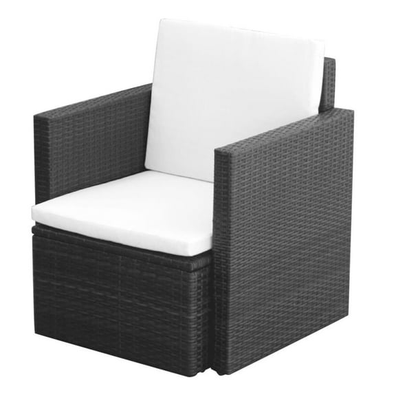 Patio Chair with Cushions and Pillows Rattan Black