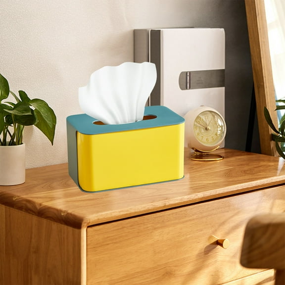 Tissue Box Cover, Plastic Hygienic Design, Easy-clean Surface, Decorative Bathroom Organizer, Living Room or Kitchen Storage, Topliu