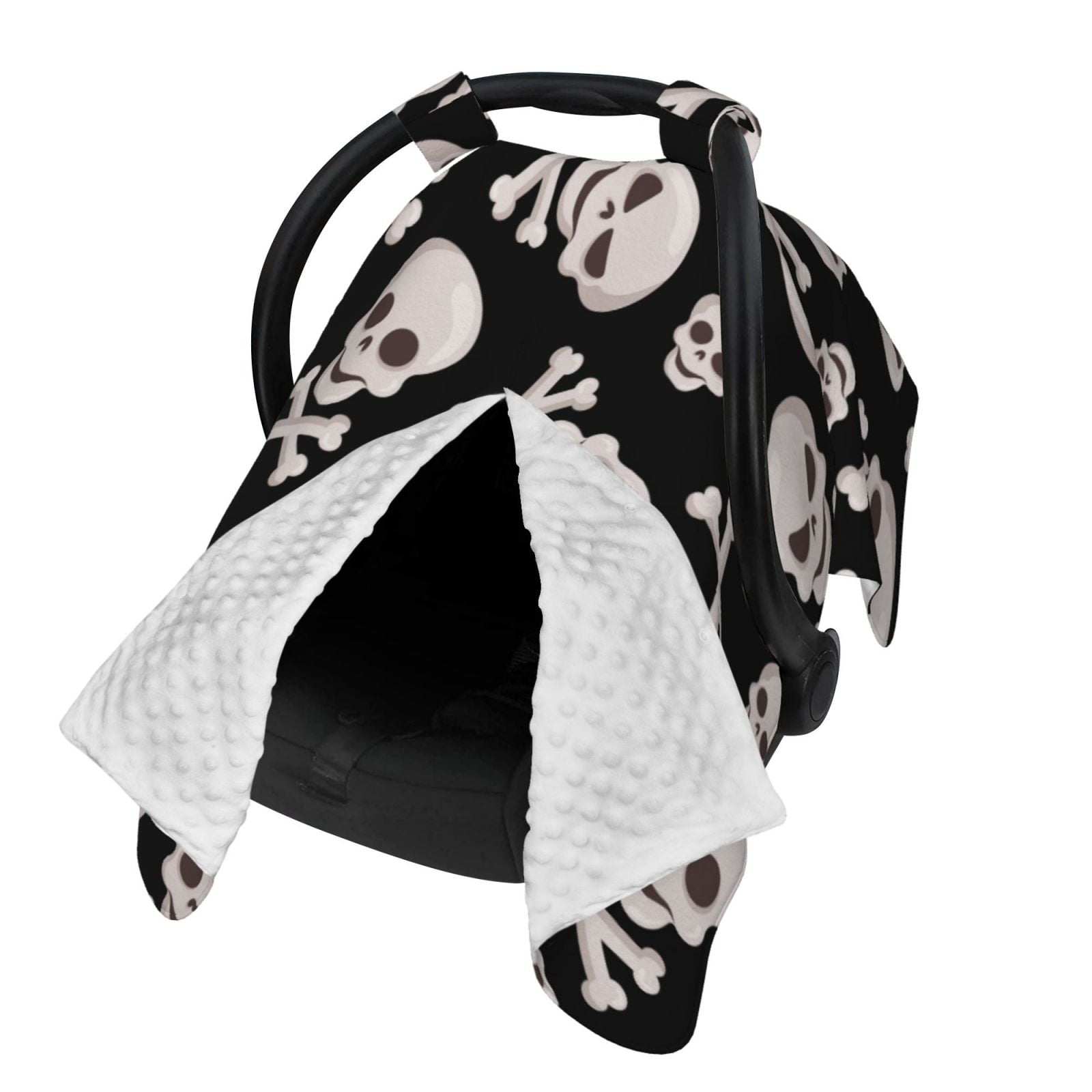 Naloa black white Skull bone Baby Car Seat Cover, Breathable Baby Carrier Cover, Multiuse Baby Carrier Cover & Nursing Breastfeeding Cover