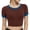 Brown, variant on SAWOBUUN Women Contrast Cute Crop Tops Raglan Sleeves Round Neck Slim Fit Summer T Shirts