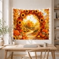 thumbnail image 5 of Sunflower Arch With Pumpkins by Creek, Cozy Rustic Style for Farmhouse Decor Lovers, Harvest Wall Art, Thanksgiving Hostess Gift, Tapestry Wall Hanging for Living Room and Entryway, 5 of 7