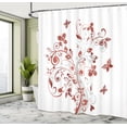 thumbnail image 4 of Ambesonne Floral Shower Curtain, Tree Swirly Branches Flowers, 69"Wx75"L, Pale Maroon, 4 of 4