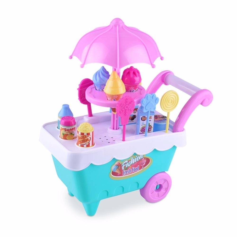 Cart Shop Toy Pretend Play Set Ice Cream Shop Portable Electronic Children Set 