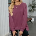 thumbnail image 2 of UJNDER Women's Ribbed Crewneck Sweatshirt Long Sleeve Hoodless Casual for All Seasons Wine XL, 2 of 7