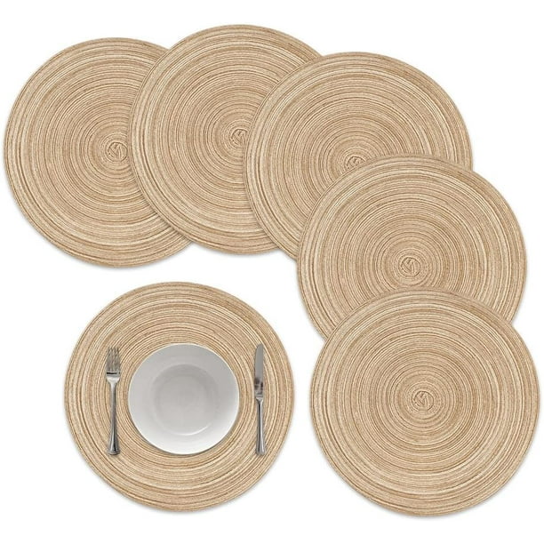 WONDOCK Set De 12 Manteles Individuales Redondos Trenzados Con Posavasos, Antideslizantes Y