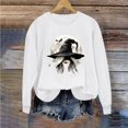 thumbnail image 4 of JOANKDMI Women Fall Graphic Sweatshirt Witch Print Crewneck Long Sleeve Drop Shoulder Oversized Pullover Casual Vintage Halloween Trendy Clothes, 4 of 4