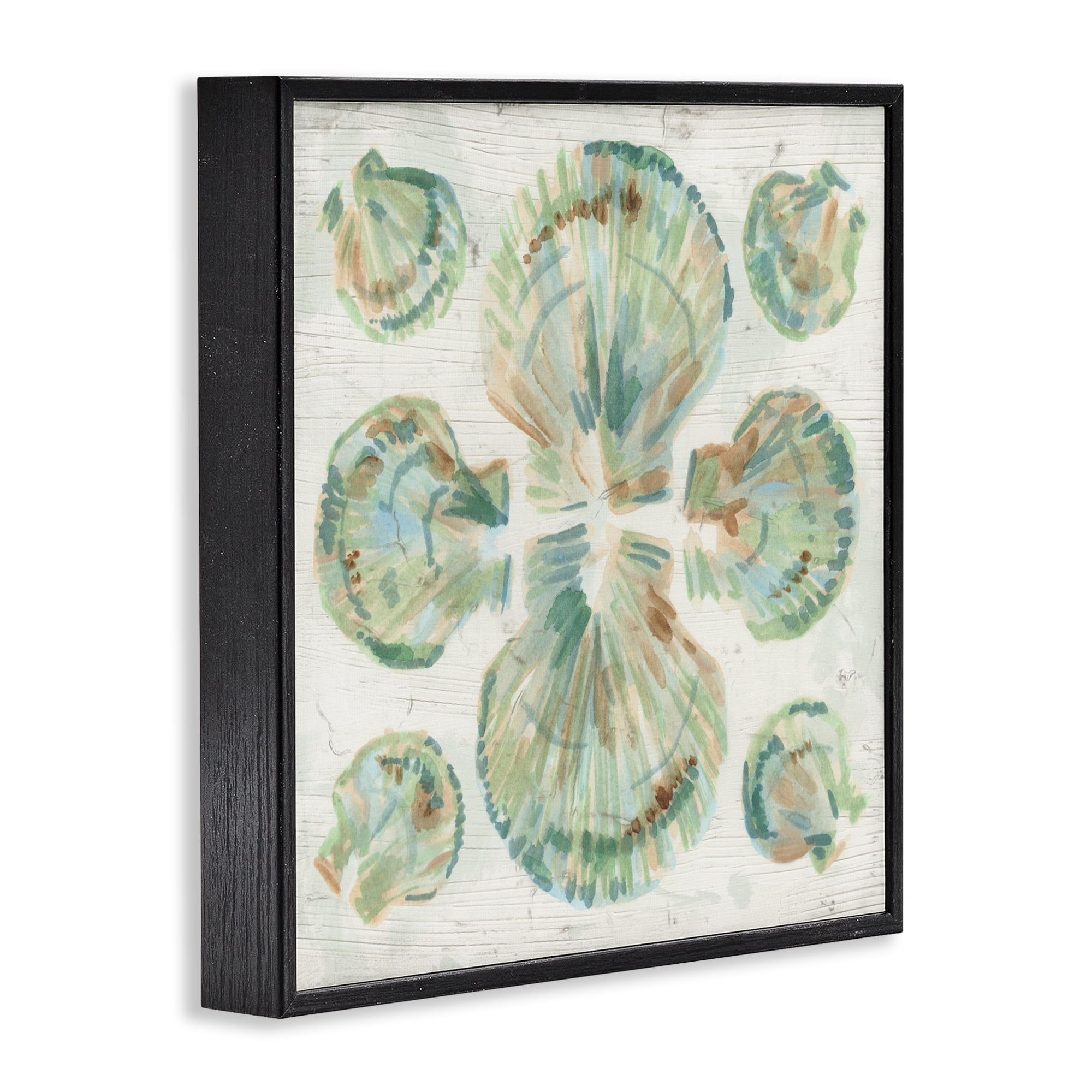 Stupell Industries Saltwashed Shells Symmetry Black Framed Giclee Art, design by June Erica Vess