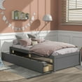 thumbnail image 2 of PORKISS Twin Platform Bed Frame with Storage Drawers, Solid Wood Twin Size Bed Frame, Modern Bedroom Furniture Single Bed for Kids Teens Adults, No Box Spring Needed, Gray, 2 of 11