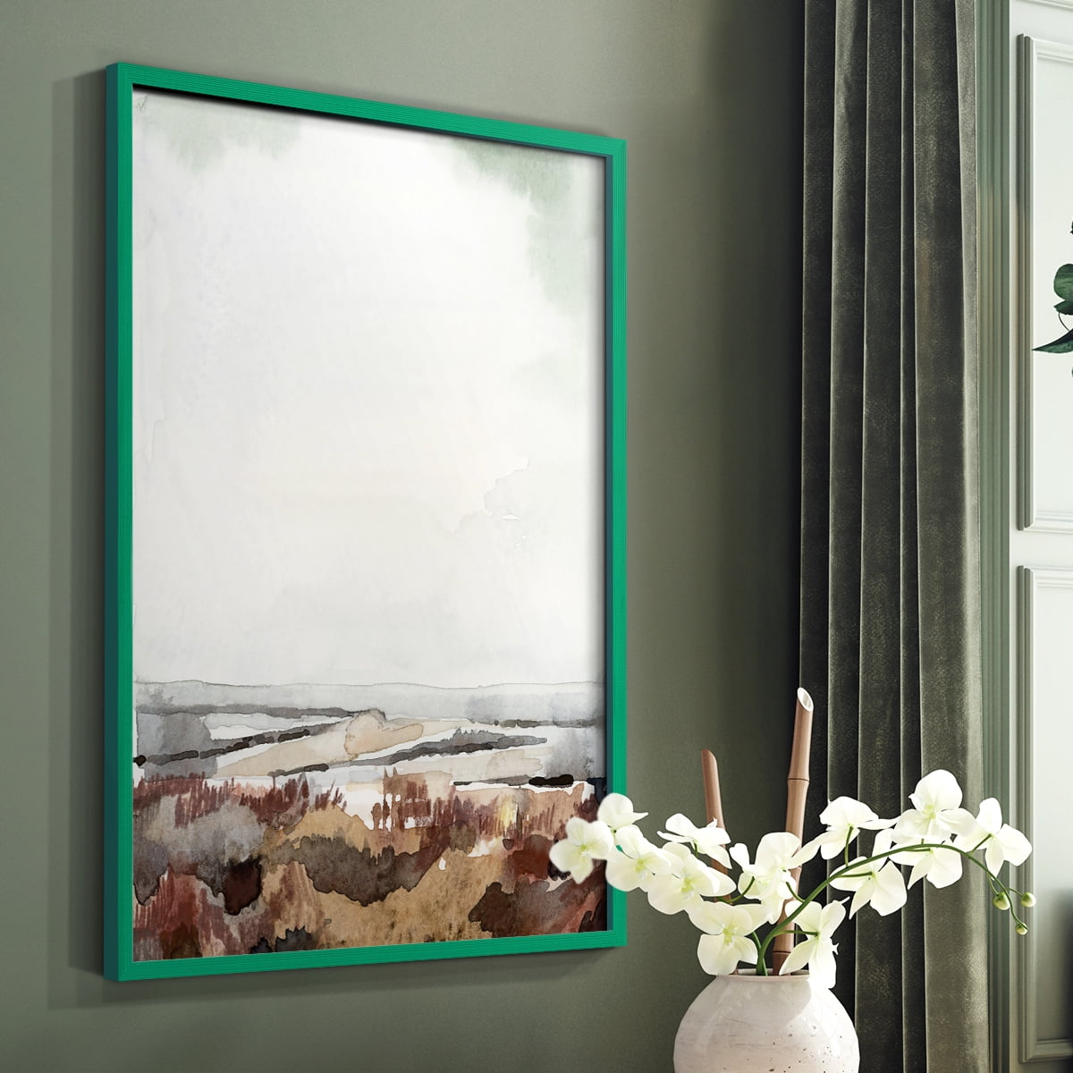 Coastal Inlet Study I Framed Print in Green Solid Wood Framed Print No Nail Hanging