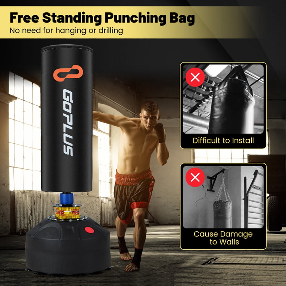 Spaco Freestanding Punching Bag Kickboxing Bag with Stand and Suction Cup Base, Golf Hitting Mat Artificial Turf Mat for Indoor/Outdoor Practice