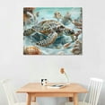 thumbnail image 3 of JRXY Ocean Animal Seahorse Sea Turtle Starfish Dolphin Seashell Wall Art Poster Ocean Bathroom Decor Coastal Wall Prints Beach Kids Bedroom Decor 16x12in, 3 of 5