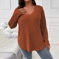 thumbnail image 6 of Towmus Womens Sweaters, Long Sleeve V Neck Lightweight Plus Size Pullover Tops Fall Blouse Army Green Size 5XL, 6 of 6