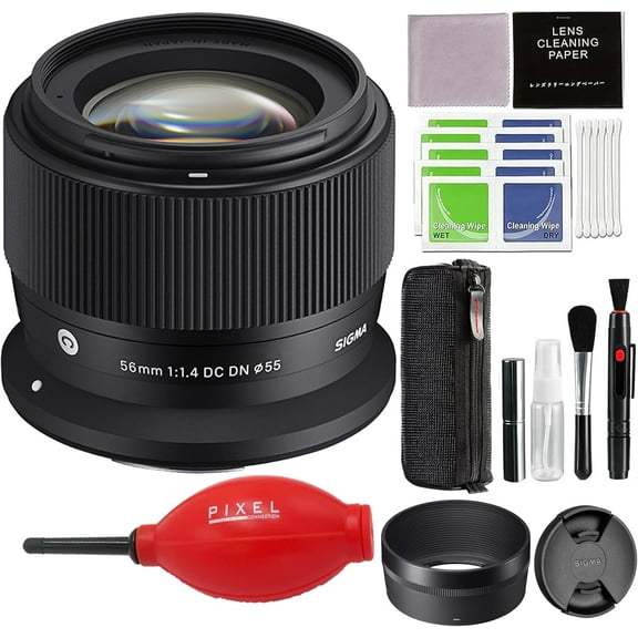 Sigma 56mm f/1.4 DC DN Contemporary Lens for RF Mount with Advanced Accessory and Travel Bundle (Sigma 4-Year USA Warranty) | Sigma 56mm f1.4 rf mount