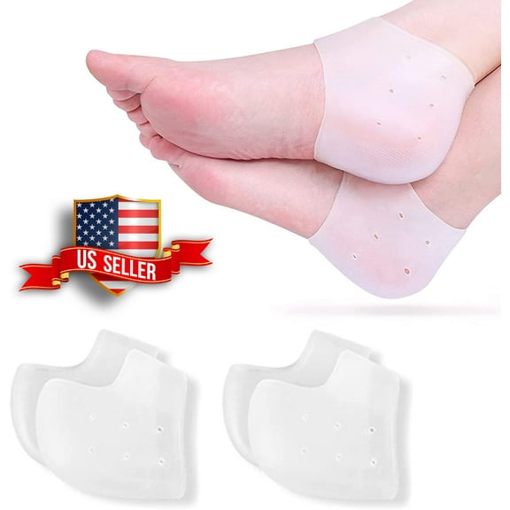 4 Pcs Unisex Heel Protectors Insoles Cracked Feet Care Socks Sleeve Silicone Gel