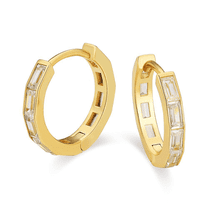 Paris Jewelry 2Ct Emerald Cut White Sapphire Hoop Earrings, 24K Yellow Gold Jewelry for Women Unisex Plated