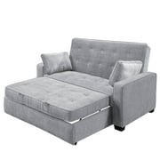Serta Monroe Modern Convertible Sofa with Queen Size Sleeper, Light Gray Woven Fabric
