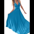 thumbnail image 2 of Vestido Maxi Sin Mangas, de Cintura Alta, Color Liso, con Tirantes Cruzados en la Espalda y Múltiples Usos para Mujer. Azul Agua L, 2 of 7