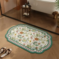 Fmbmuo Flat Pile Bathroom Rugs Water Resistant Oval Modern Bathroom Rugs 15.8x23.6in Silica gel B
