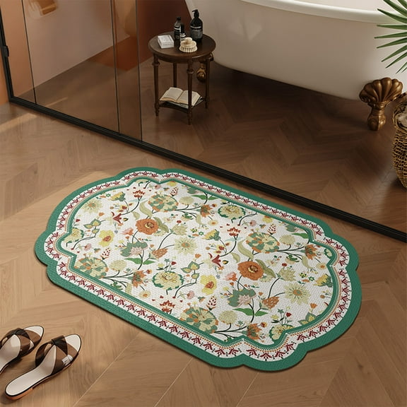 Fmbmuo Flat Pile Bathroom Rugs Water Resistant Oval Modern Bathroom Rugs 15.8x23.6in Silica gel B