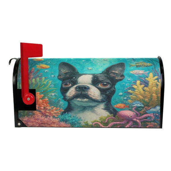 Wobogo Cute Boston Terrier Mailbox Cover Magnetic for Garden Yard Home Decor Standard Size 25.4×20.78in